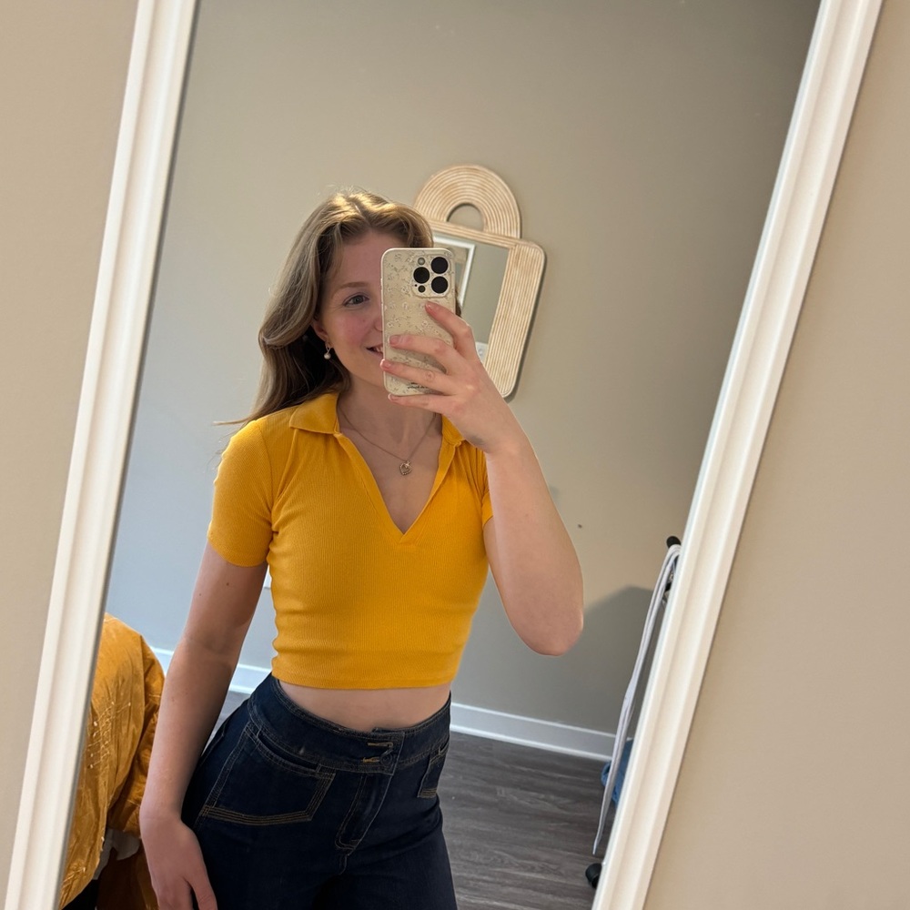 orange crop top